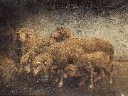 Heinrich von Angeli Sheep in a barn Spain oil painting artist
